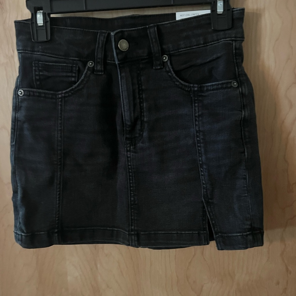 Classic Black Denim Skirt